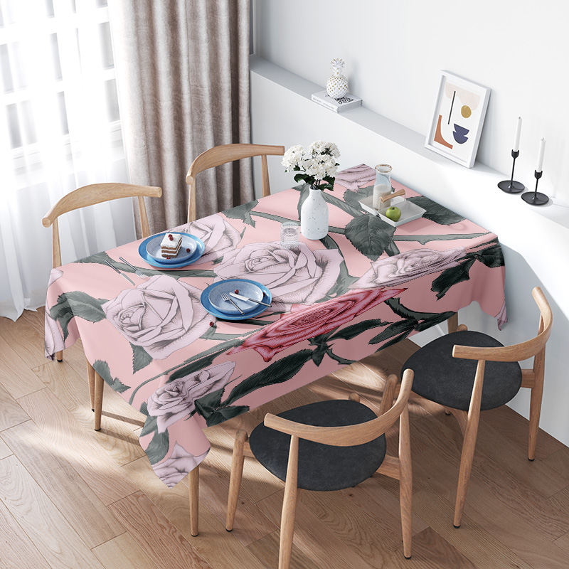 Pink Floral Tablecloth with Pi - огляд і ціна Home Textiles Com