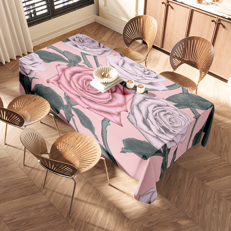 Pink Floral Tablecloth with Pi - огляд і ціна Home Textiles Com