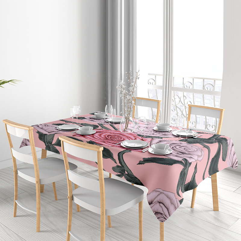 Pink Floral Tablecloth with Pi - огляд і ціна Home Textiles Com