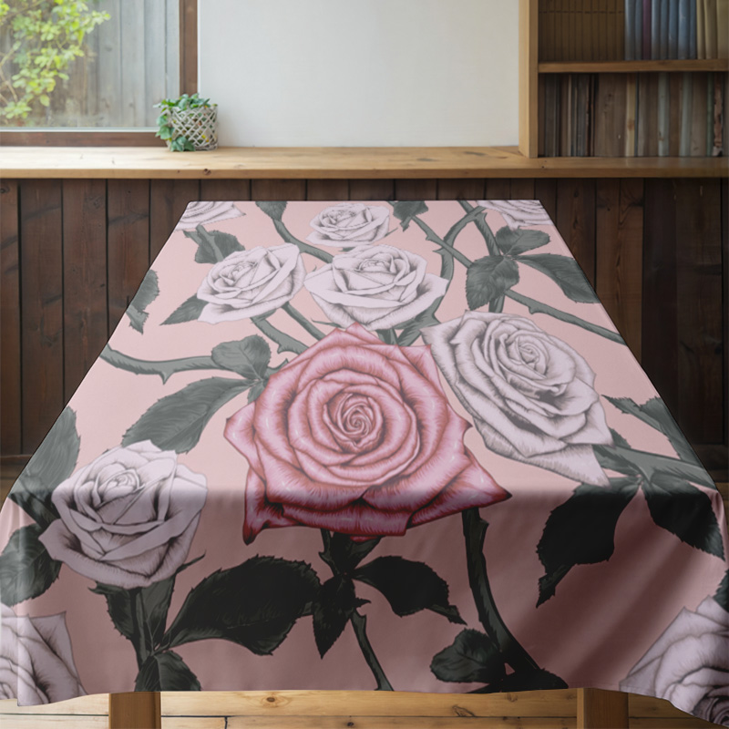 Pink Floral Tablecloth with Pi - огляд і ціна Home Textiles Com