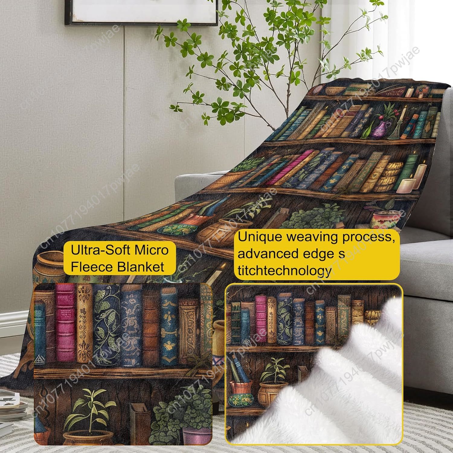 Vintage Bookshelf Blanket Read - огляд і ціна Vintage Home Textiles
