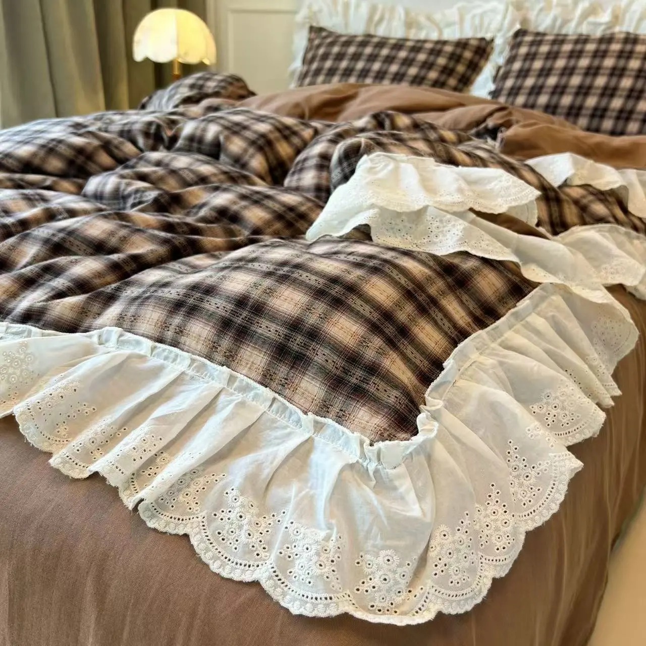 Korean-Style Red Plaid Washed  - огляд і ціна Vintage Home Textiles